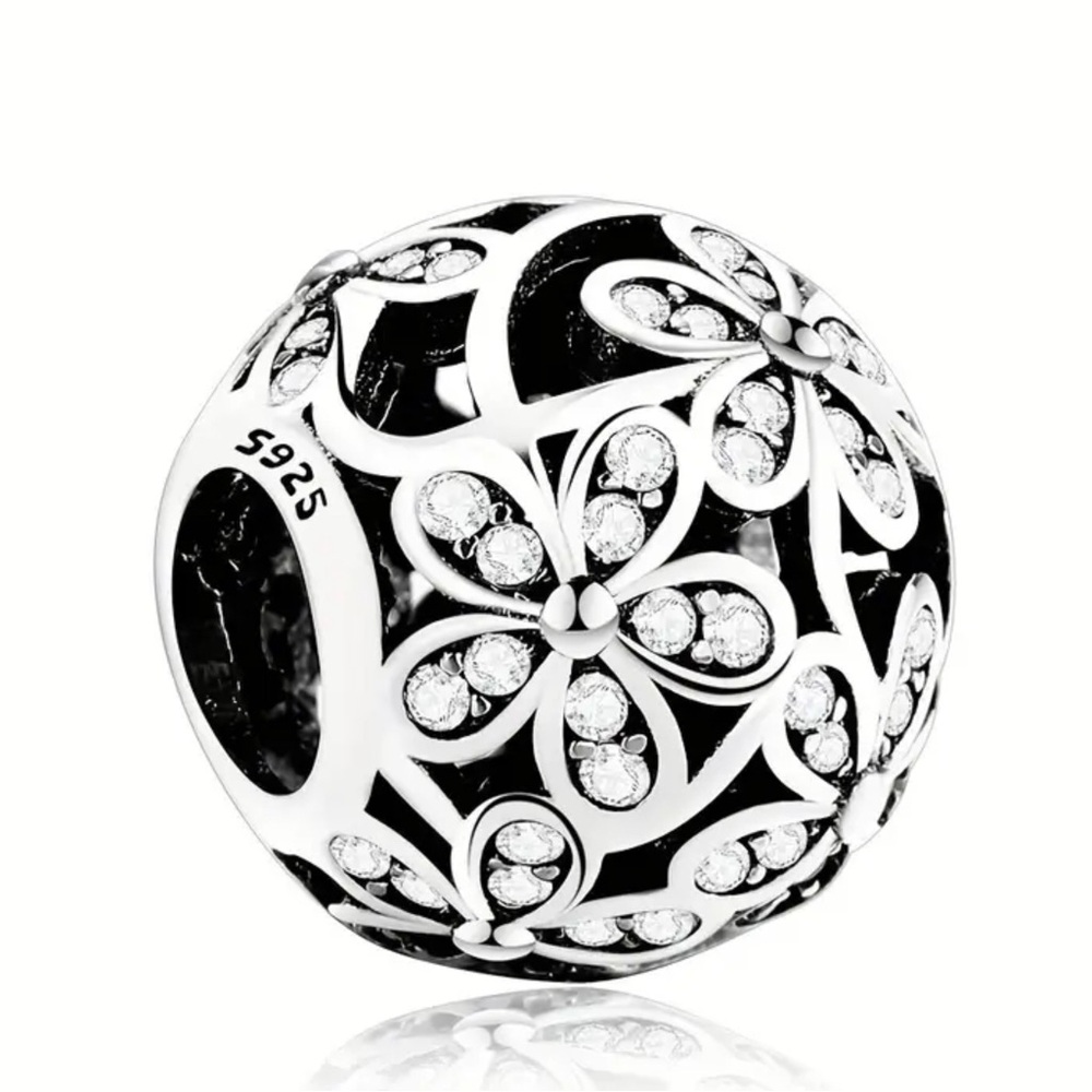 Elegant Silver Floral Charm